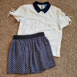 NWT H&M Skirt Sheer Layered Lined Elastic Waist Skater Pleated Mini Skirt